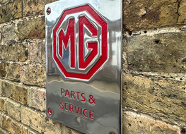 polished MG parts & service plaque